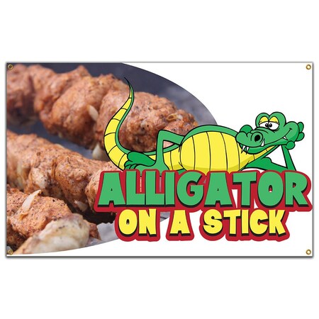 Alligator On A Stick Banner Concession Stand Food Truck Single Sided